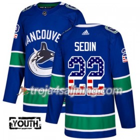 Vancouver Canucks tröja Daniel Sedin 22 Adidas 2017-2018 Blå USA Flag Fashion Authentic - NHL Tröjor Barn